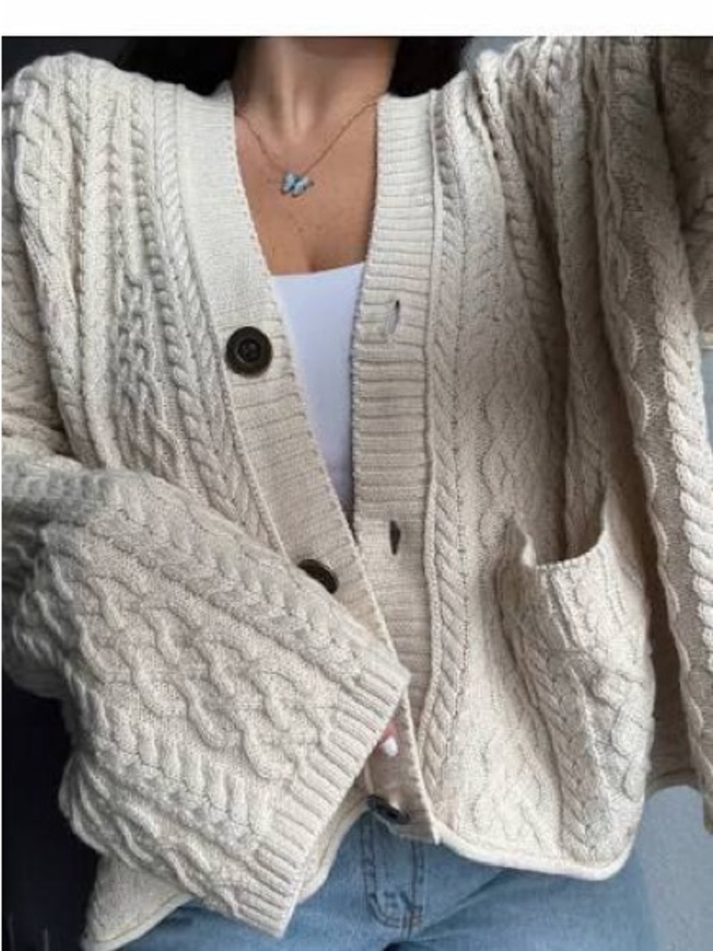 Free People Cream Washed Ashore cardi - Picture 3 of 3